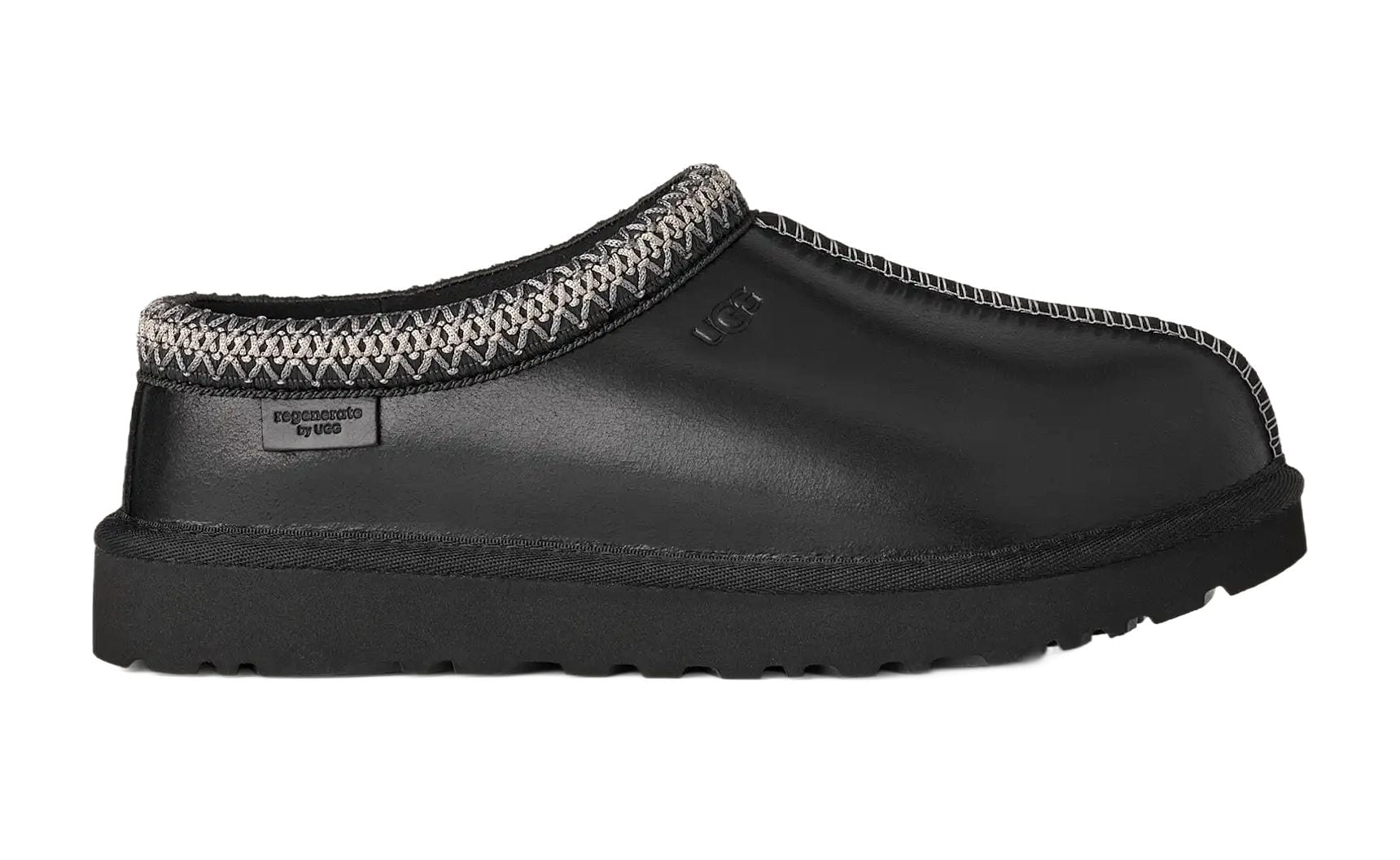 Tasman Slippers Leather Regen Black