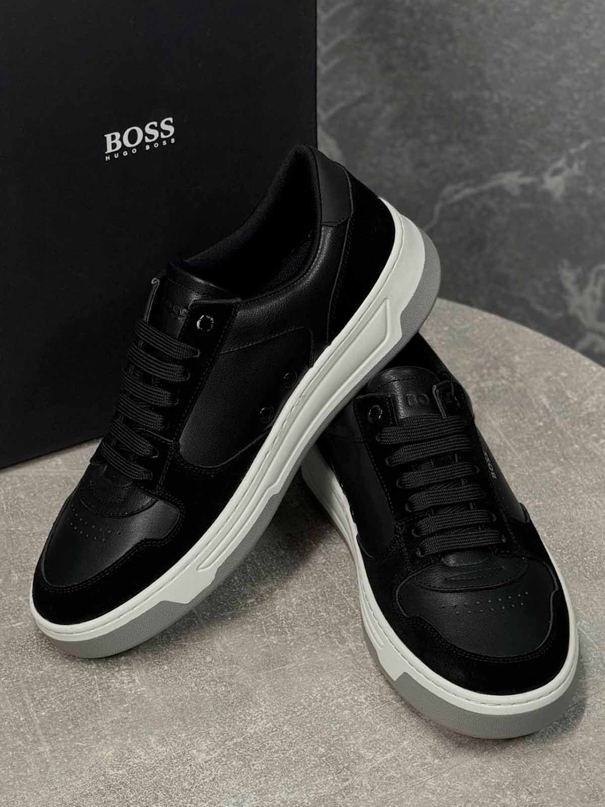 Hugo Boss Кроссовки из кожи и замши Черный