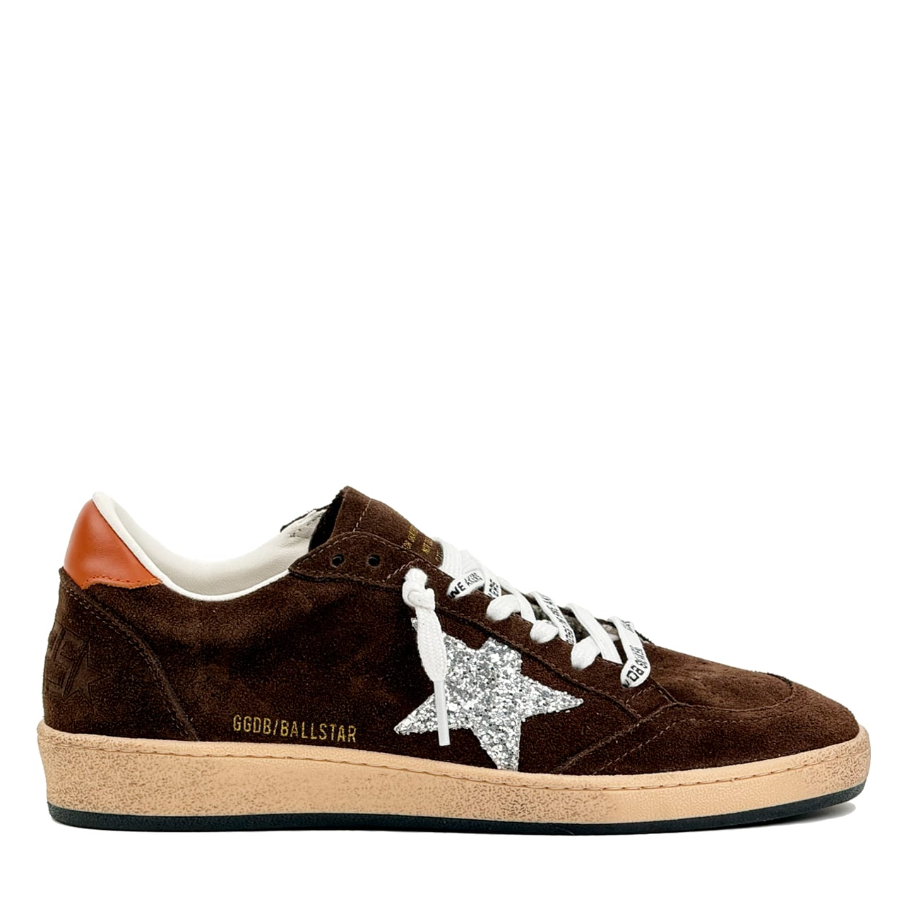Ball-Star Brown Suede With Silver Glitter Star