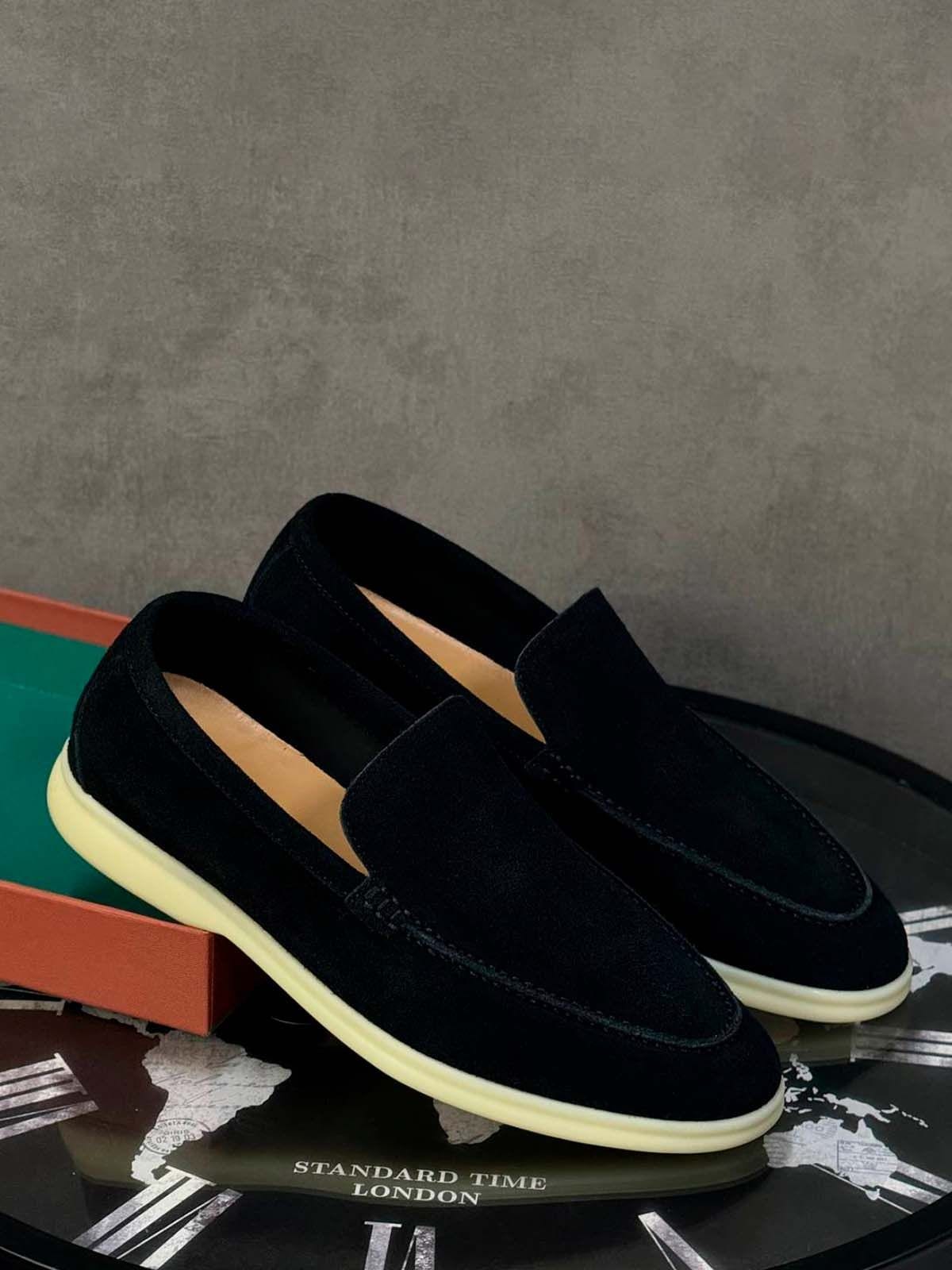 Loro Piana Лоферы из замши Черный