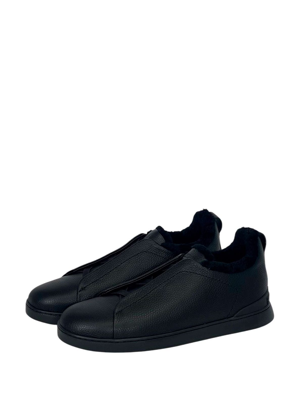 Ermenegildo Zegna Кеды из кожи на меху Черный
