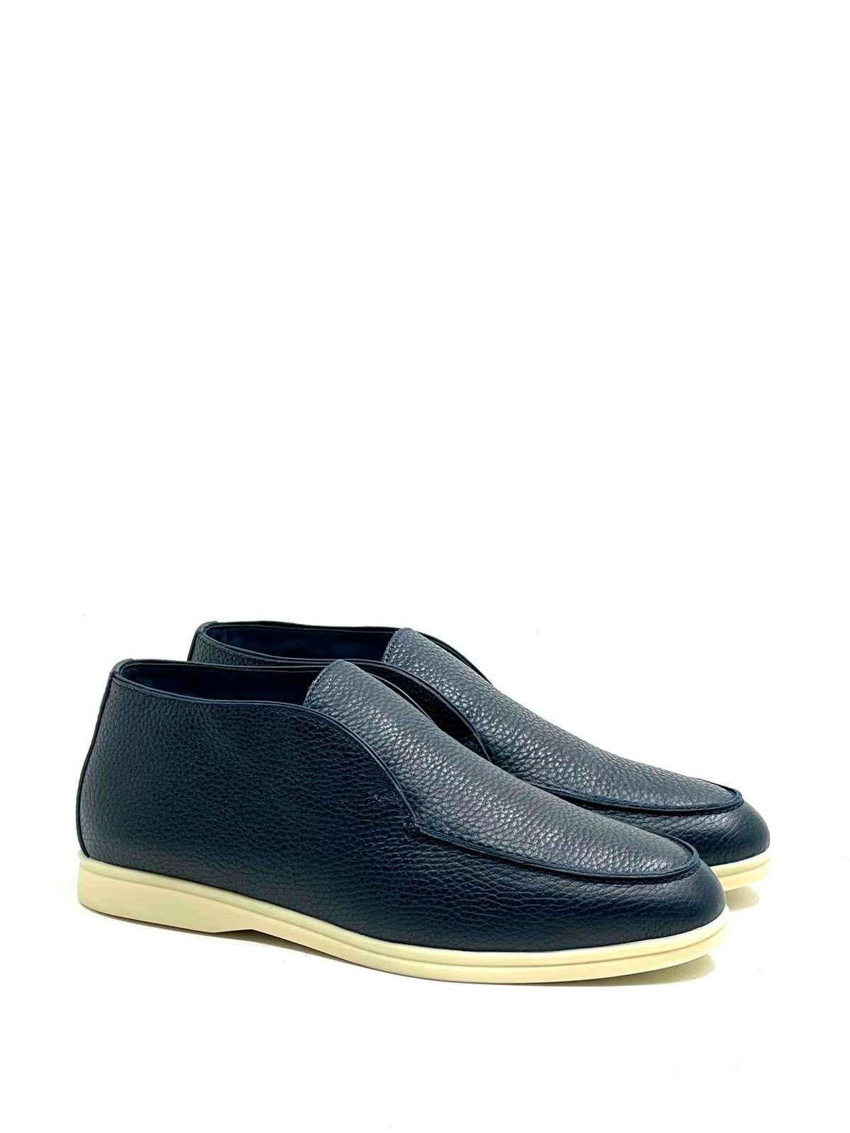 Loro Piana Лоферы высокие из замши на меху Синий