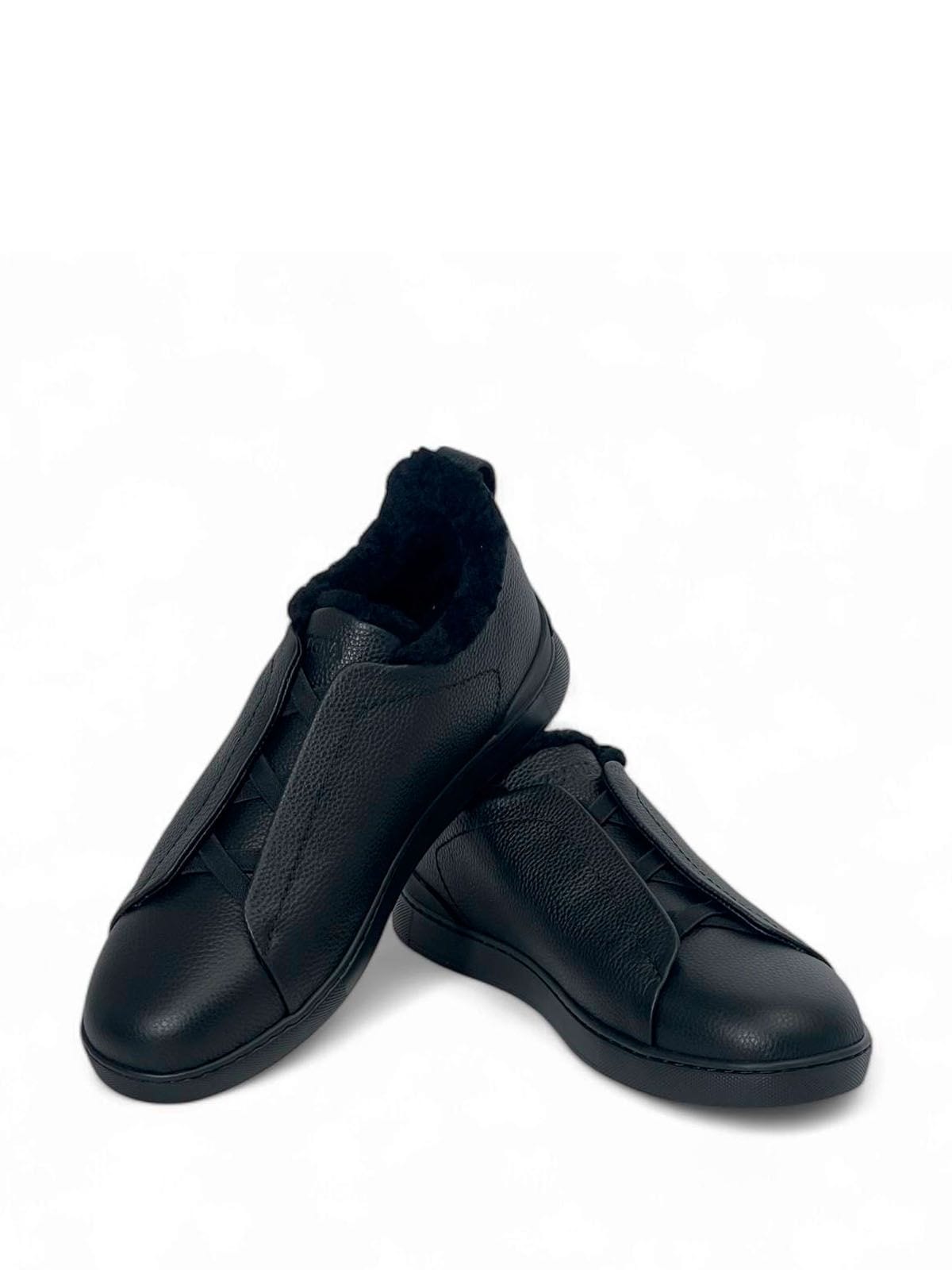 Ermenegildo Zegna Кеды из кожи на меху Черный