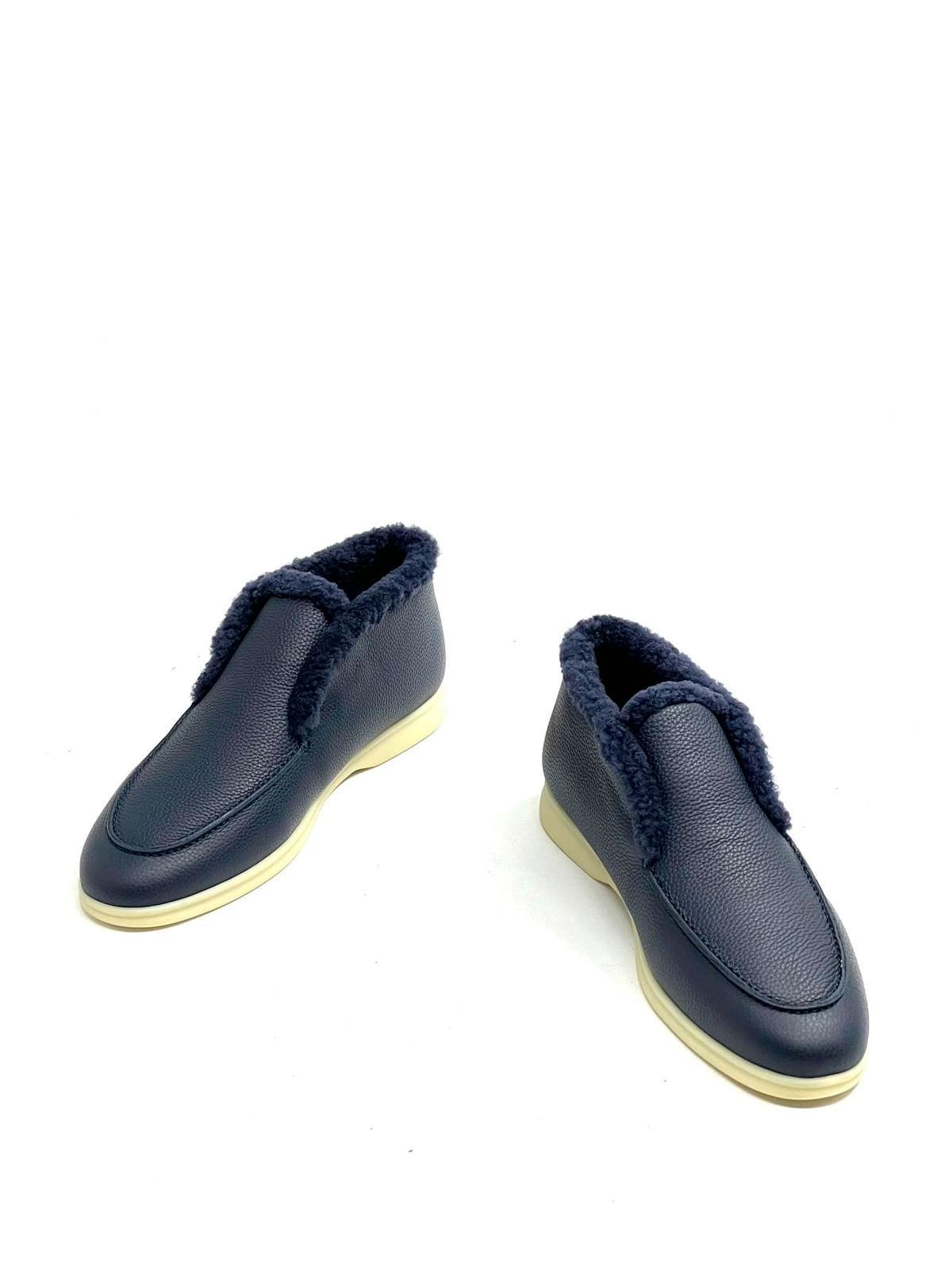 Loro Piana Лоферы высокие из кожи Синий