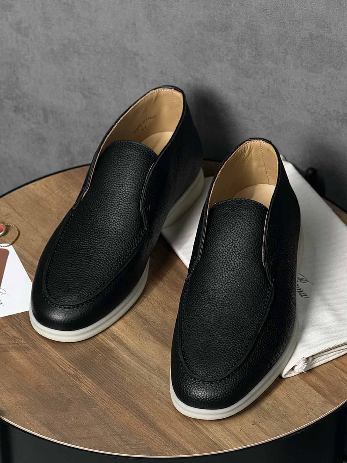 Loro Piana Лоферы высокие из кожи Черный