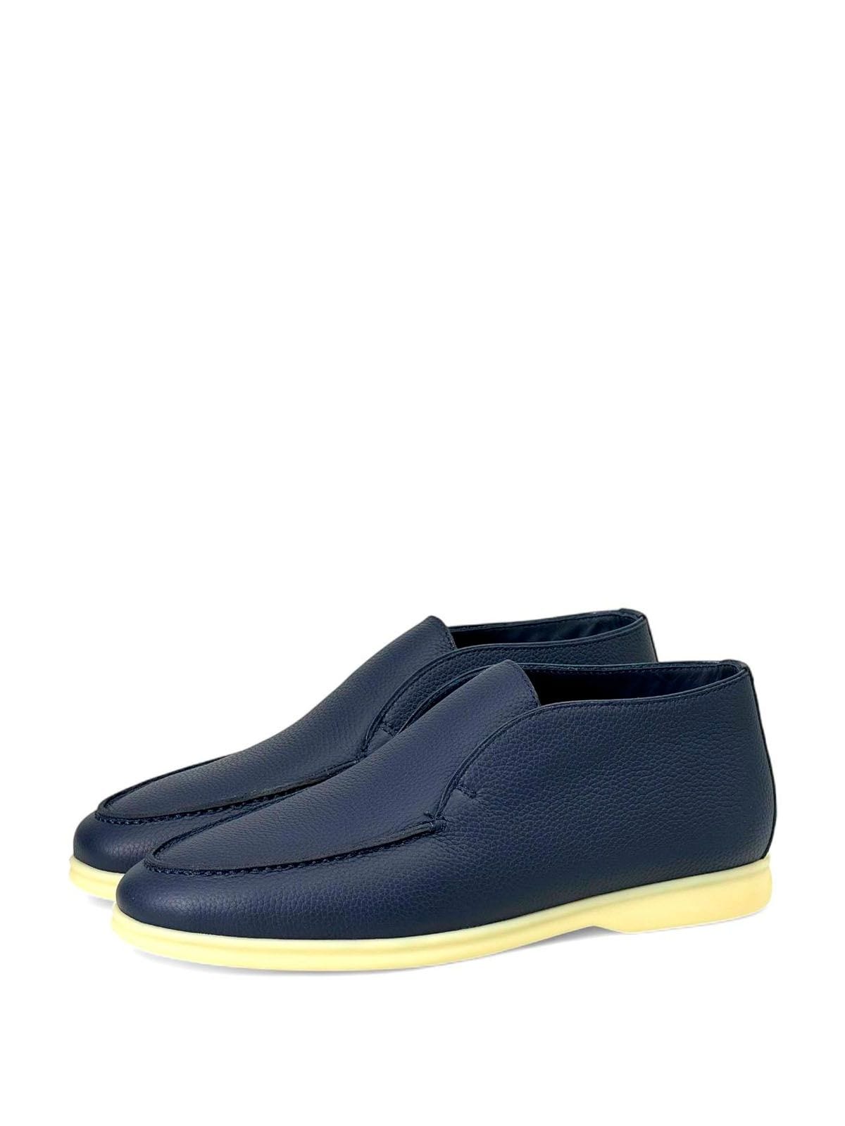 Loro Piana Лоферы высокие из кожи на меху Синий