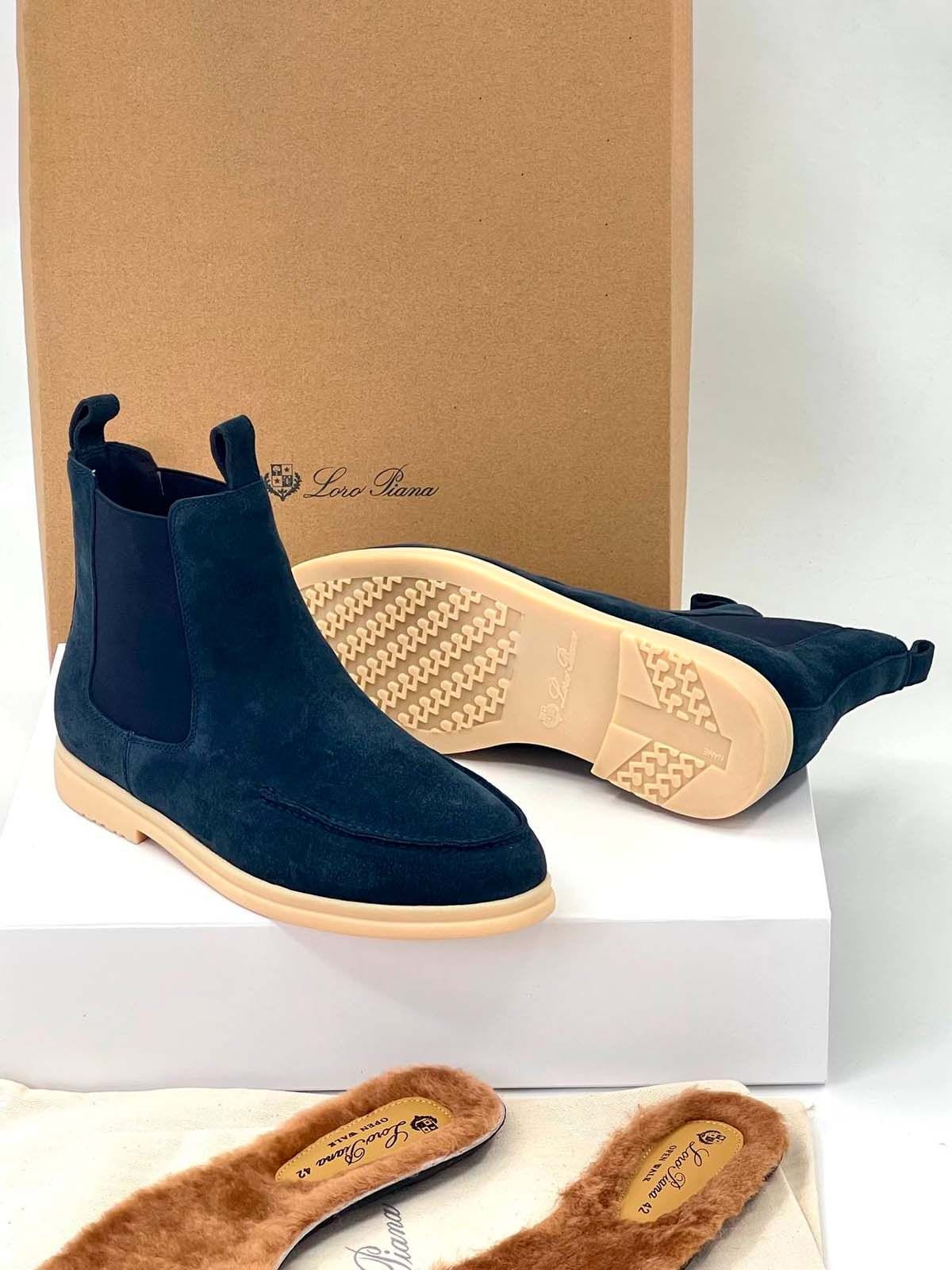 Loro Piana Челси из замши Синий
