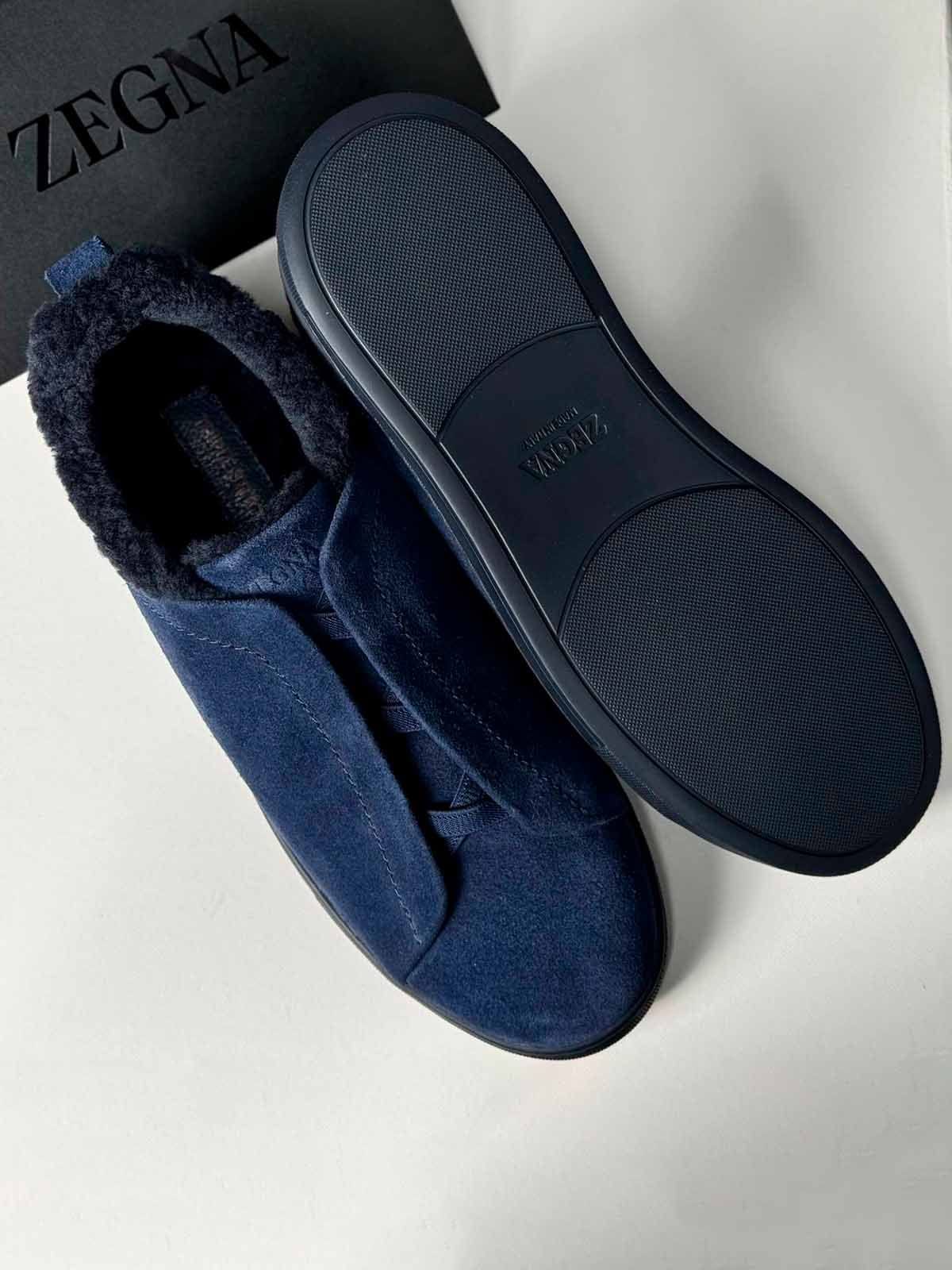 Ermenegildo Zegna Кеды из замши на меху Синий