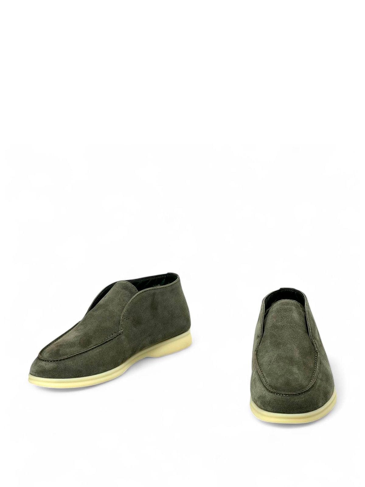 Loro Piana Лоферы высокие из замши Серый