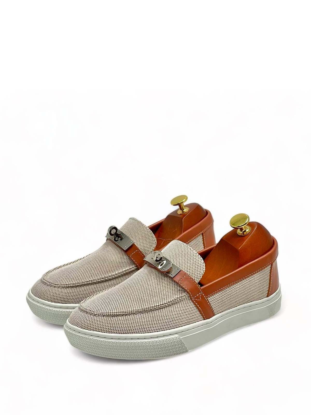 Hermes Лоферы из текстиля Бежевый