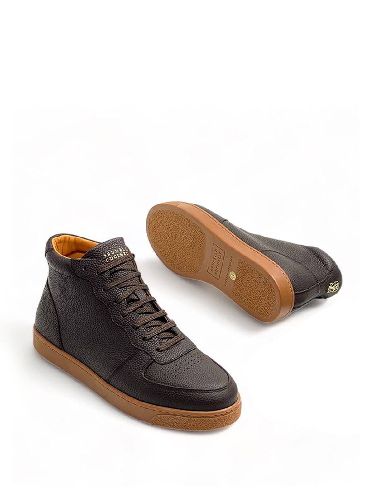 Brunello Cucinelli Кеды высокие из кожи Коричневый
