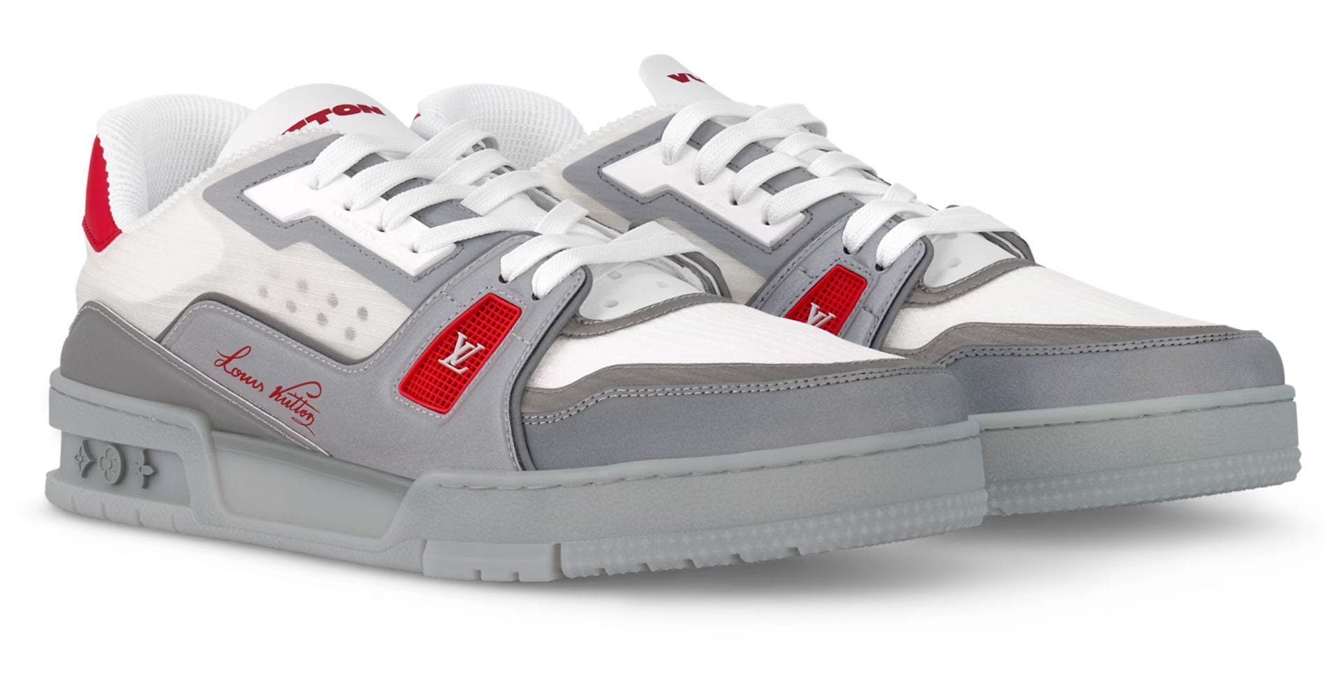 Louis Vuitton Trainer Low Grey Red