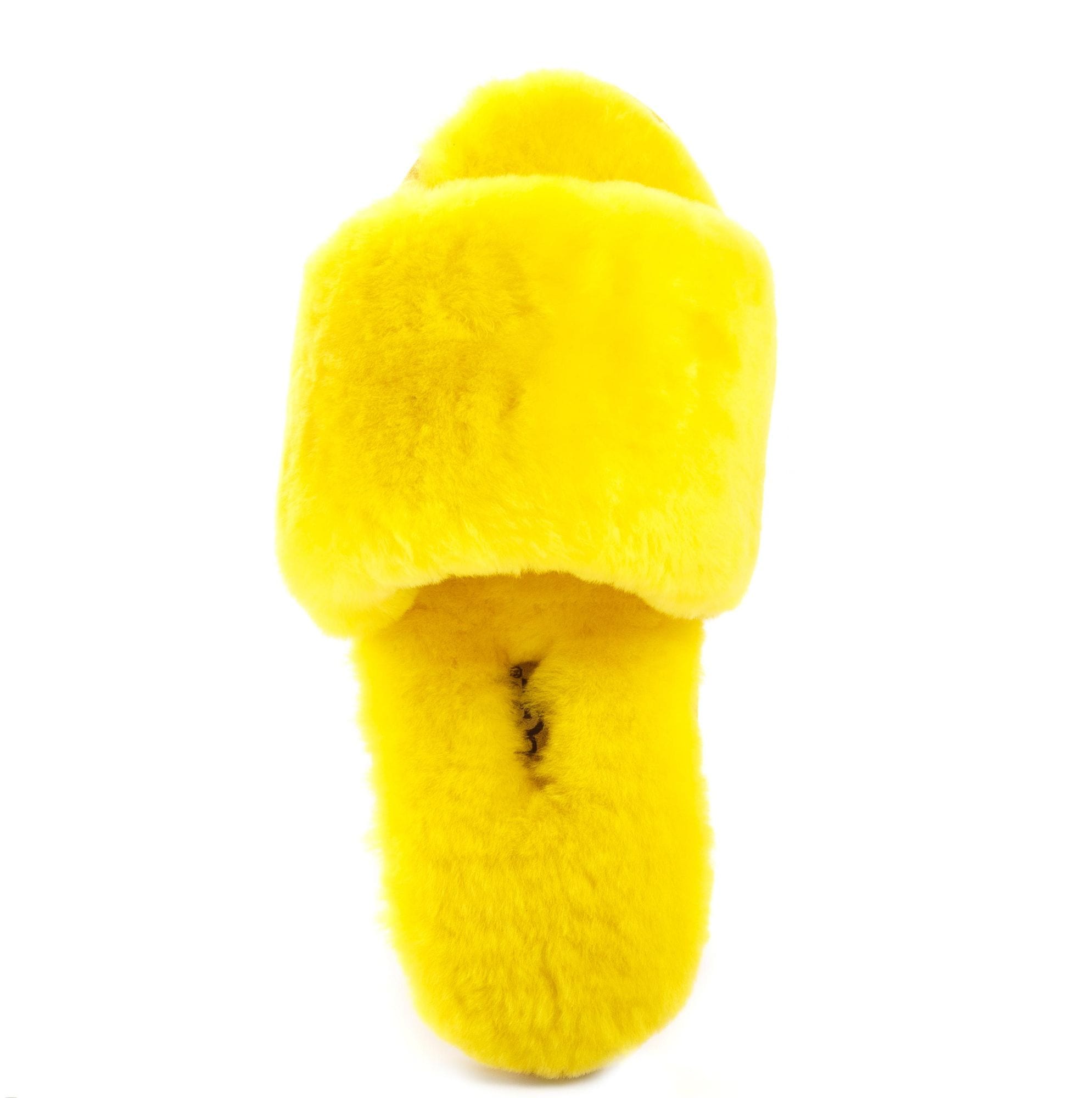 Fluff Slide Slippers Yellow