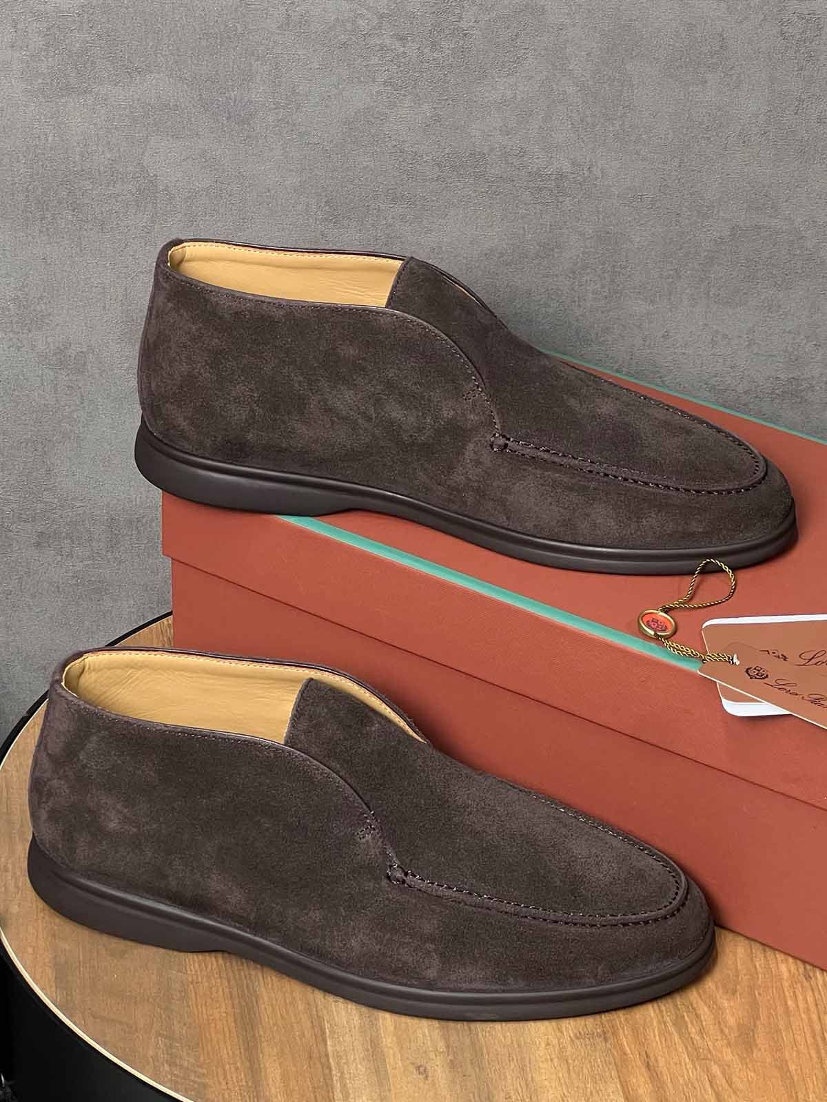 Loro Piana Лоферы высокие из замши Коричневый