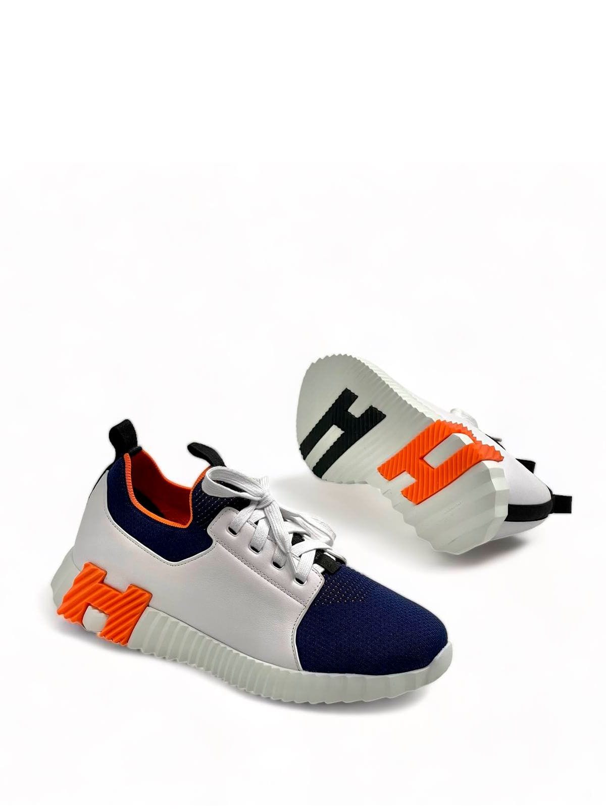 Hermes Кроссовки из кожи и текстиля Белый