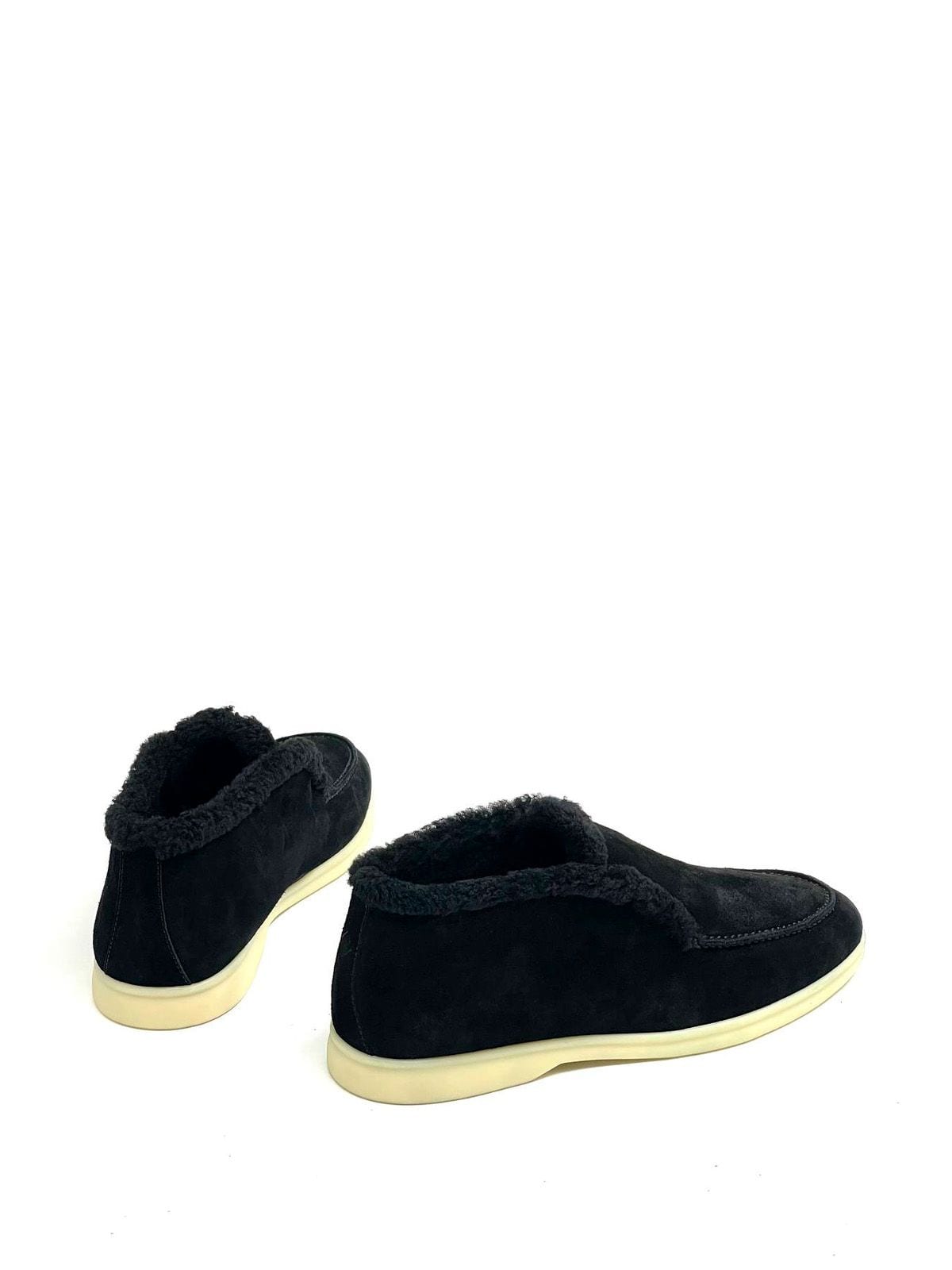 Loro Piana Лоферы высокие из замши Черный