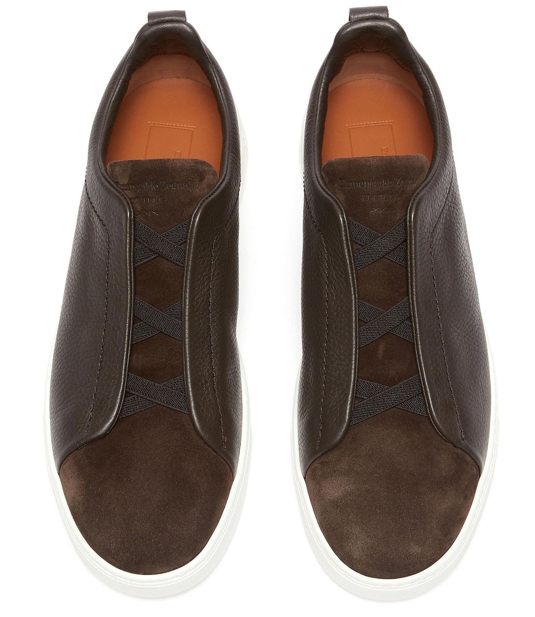 Zegna Triple Stitch Leather and Suede Brown