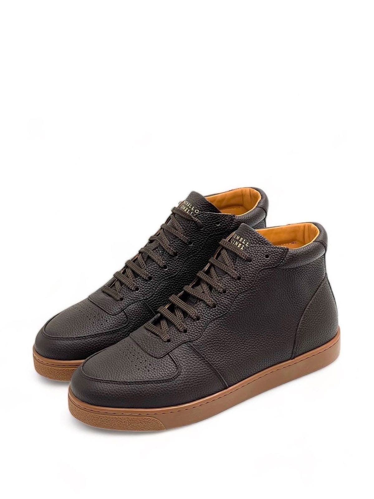 Brunello Cucinelli Кеды высокие из кожи Коричневый