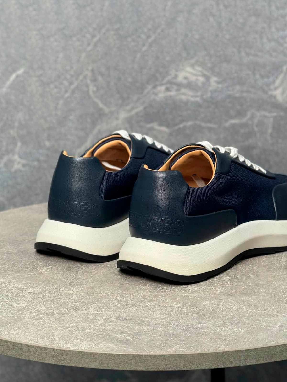 Hermes Кроссовки из текстиля и кожи Синий