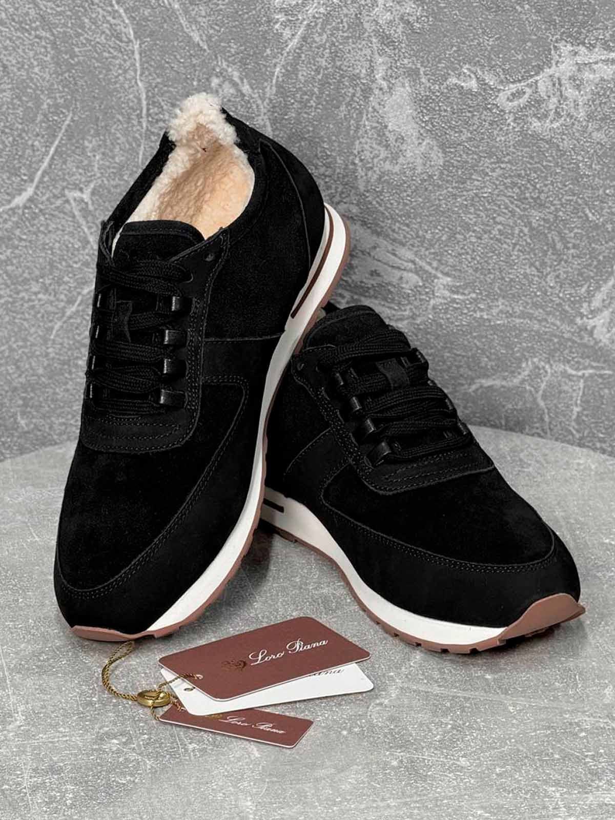 Loro Piana Кроссовки из замши на меху Черный