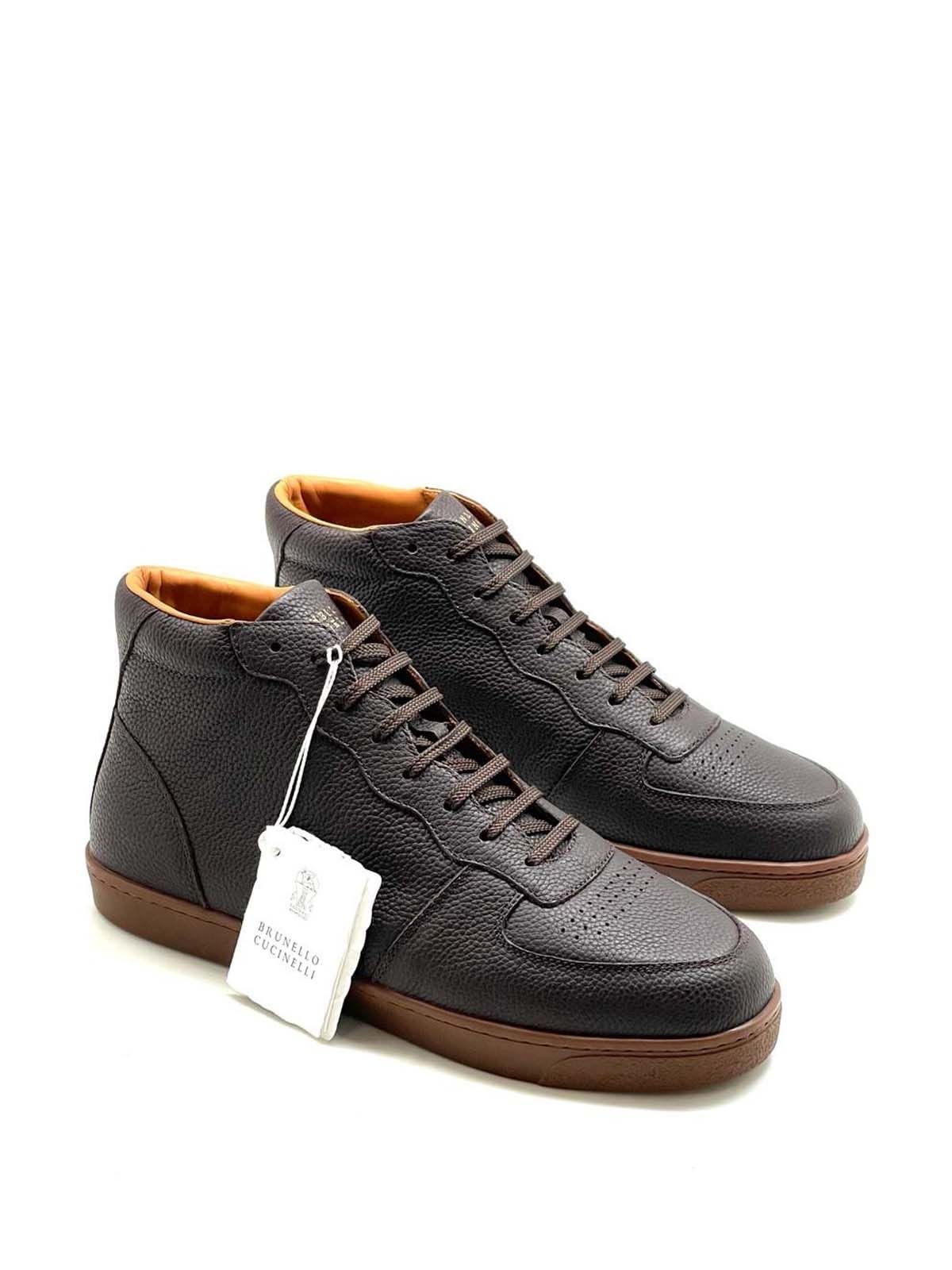 Brunello Cucinelli Кеды высокие из кожи Коричневый