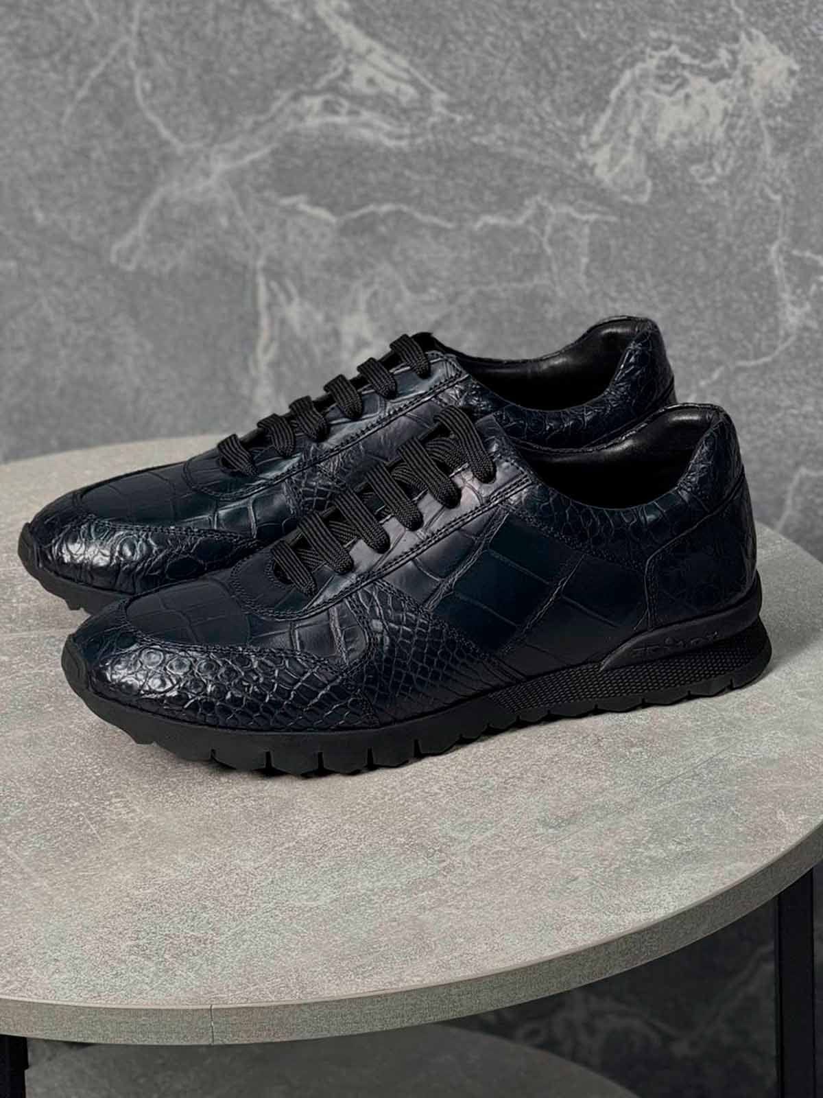 Kiton Кроссовки из кожи крокодила Синий
