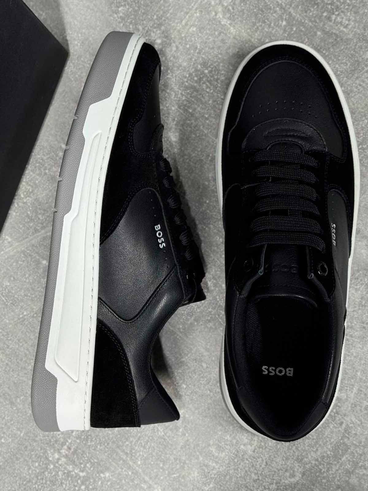 Hugo Boss Кроссовки из кожи и замши Черный